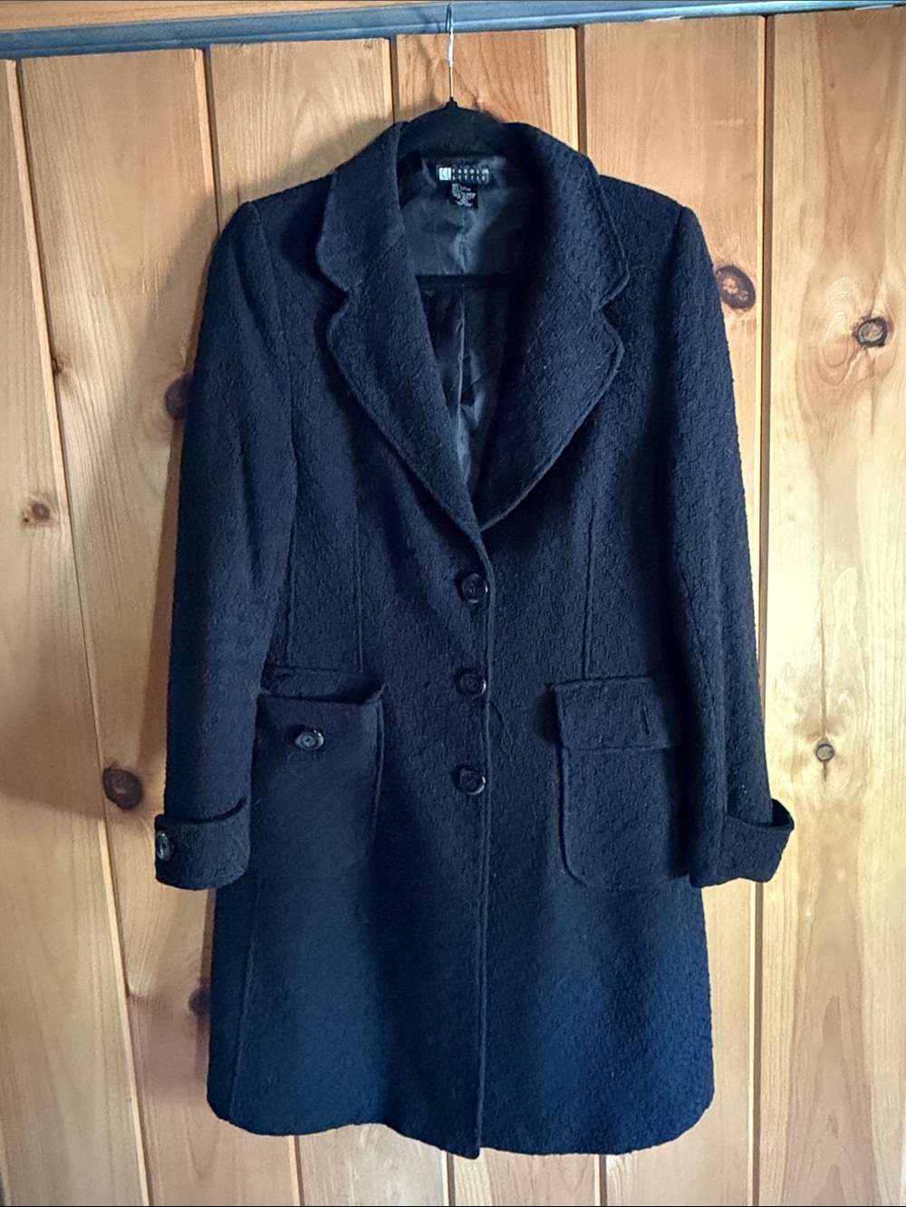 Carole Little Black Wool-Blend Pea Coat